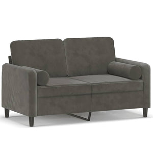 2-Sitzer-Sofa mit Kissen Dunkelgrau 120 cm Samt