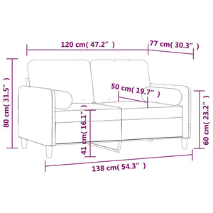 2-Sitzer-Sofa mit Kissen Dunkelgrau 120 cm Samt
