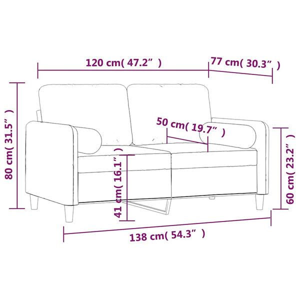 2-Sitzer-Sofa mit Kissen Dunkelgrau 120 cm Samt