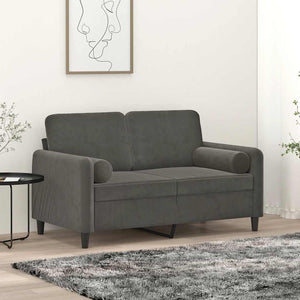 2-Sitzer-Sofa mit Kissen Dunkelgrau 120 cm Samt