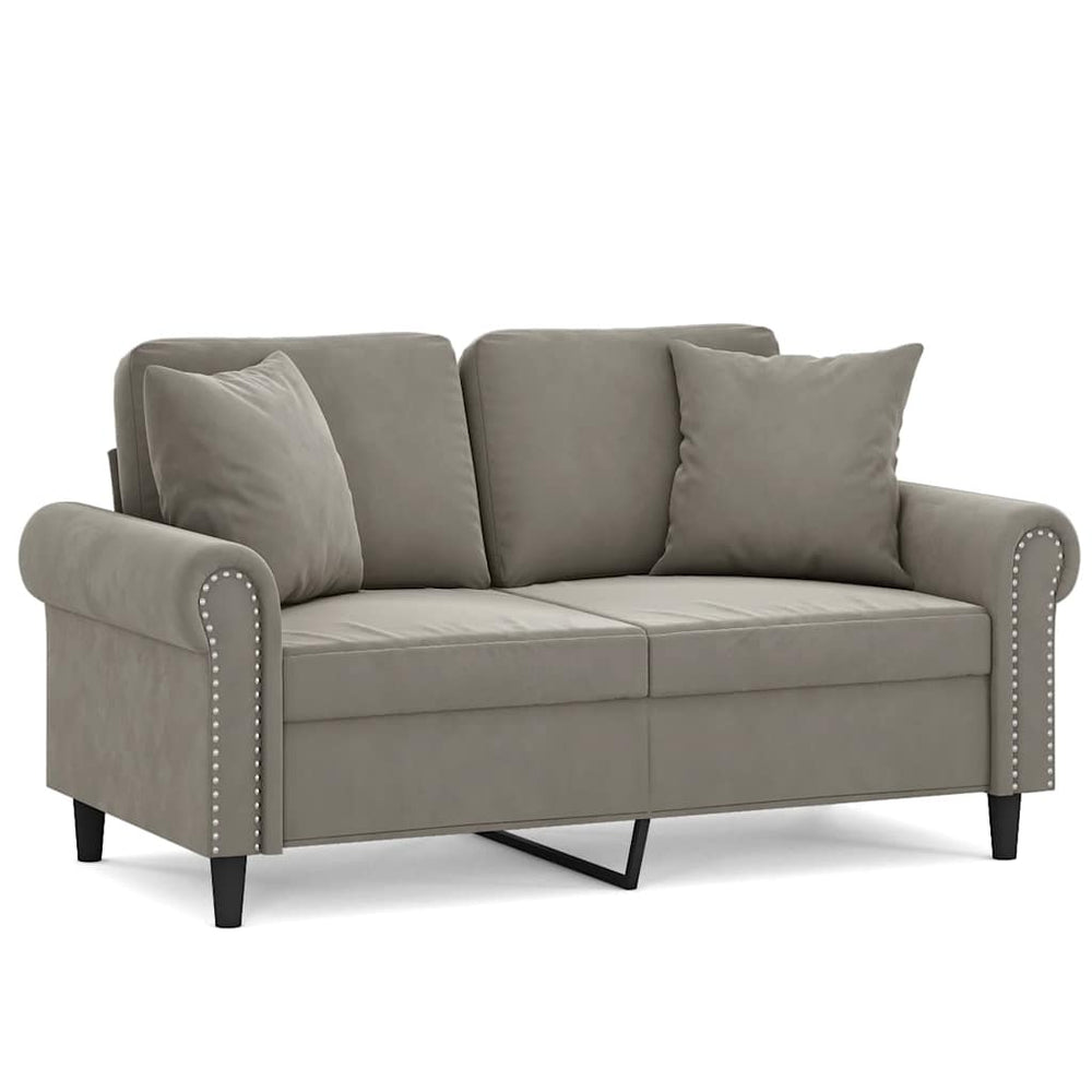 2-Sitzer-Sofa mit Kissen Hellgrau 120 cm Samt