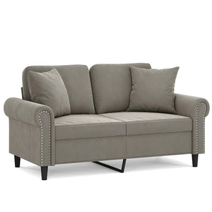 2-Sitzer-Sofa mit Kissen Hellgrau 120 cm Samt