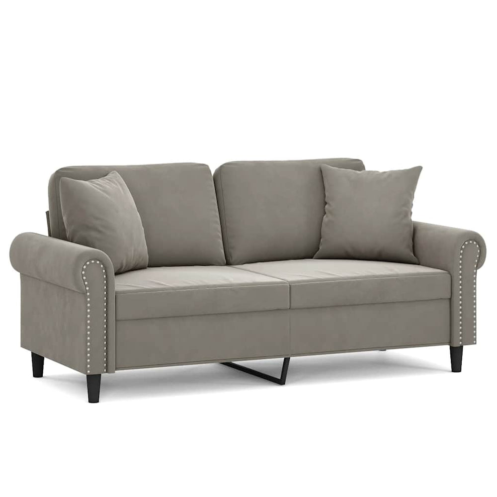 2-Sitzer-Sofa mit Kissen Hellgrau 140 cm Samt