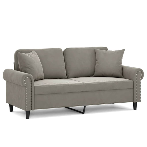 2-Sitzer-Sofa mit Kissen Hellgrau 140 cm Samt
