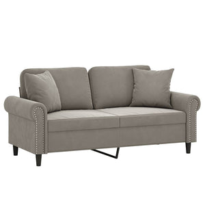 2-Sitzer-Sofa mit Kissen Hellgrau 140 cm Samt