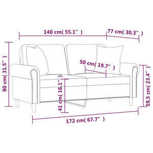 2-Sitzer-Sofa mit Kissen Hellgrau 140 cm Samt