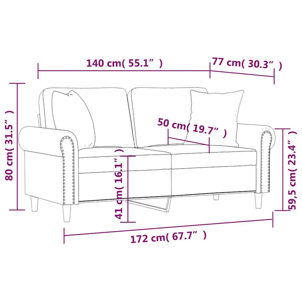2-Sitzer-Sofa mit Kissen Hellgrau 140 cm Samt