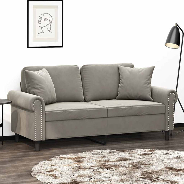 2-Sitzer-Sofa mit Kissen Hellgrau 140 cm Samt