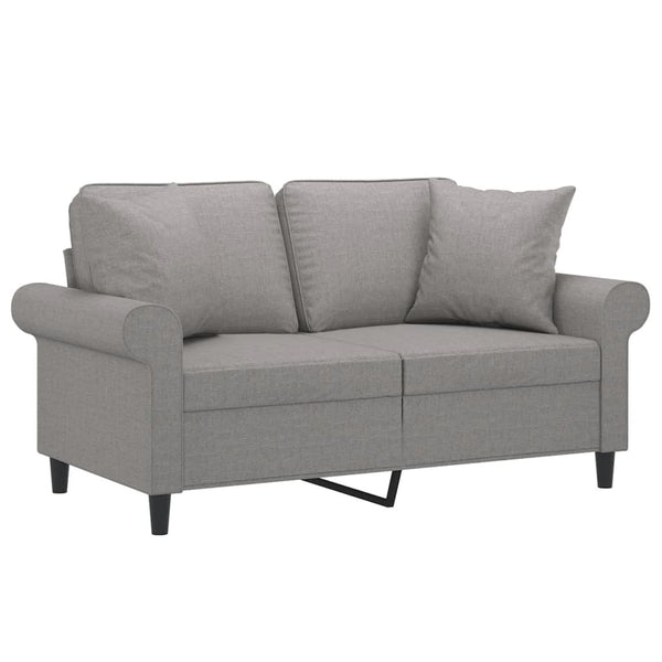 2-Sitzer-Sofa mit Kissen Hellgrau 120 cm Stoff