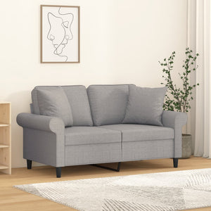 2-Sitzer-Sofa mit Kissen Hellgrau 120 cm Stoff
