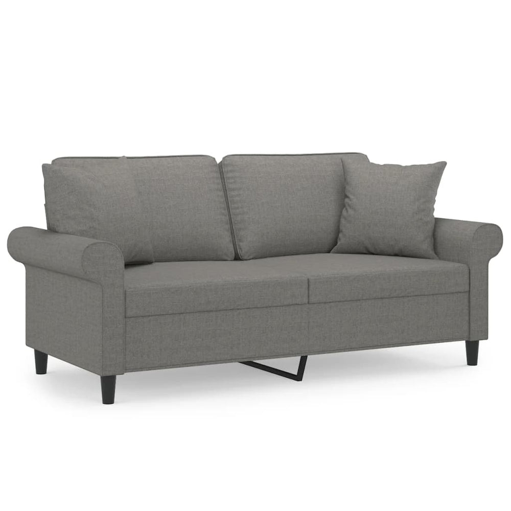 2-Sitzer-Sofa mit Kissen Dunkelgrau 140 cm Stoff