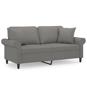 2-Sitzer-Sofa mit Kissen Dunkelgrau 140 cm Stoff