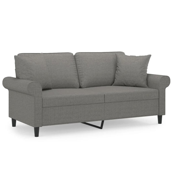 2-Sitzer-Sofa mit Kissen Dunkelgrau 140 cm Stoff