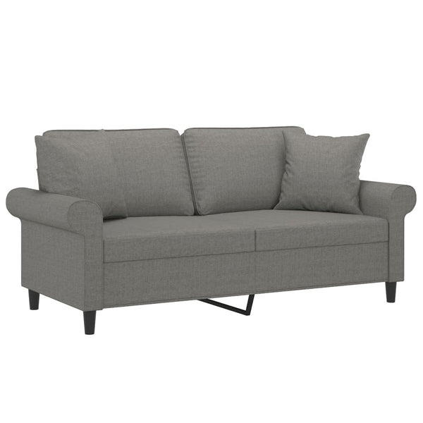 2-Sitzer-Sofa mit Kissen Dunkelgrau 140 cm Stoff
