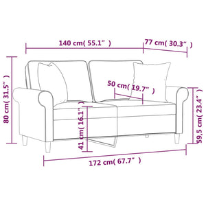 2-Sitzer-Sofa mit Kissen Dunkelgrau 140 cm Stoff