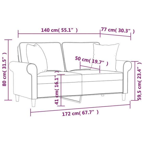 2-Sitzer-Sofa mit Kissen Dunkelgrau 140 cm Stoff