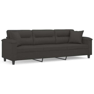 3-Sitzer-Sofa mit Kissen Dunkelgrau 210 cm Mikrofasergewebe