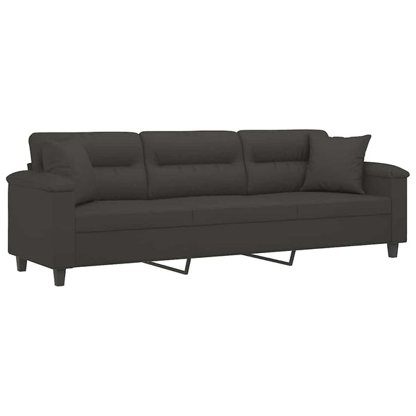 3-Sitzer-Sofa mit Kissen Dunkelgrau 210 cm Mikrofasergewebe
