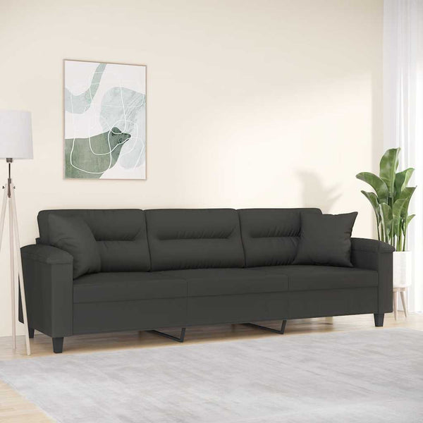 3-Sitzer-Sofa mit Kissen Dunkelgrau 210 cm Mikrofasergewebe