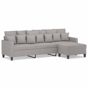 3-Sitzer-Sofa mit Hocker Hellgrau 210 cm Stoff