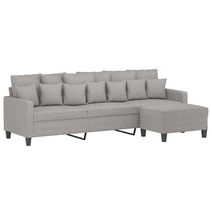 3-Sitzer-Sofa mit Hocker Hellgrau 210 cm Stoff