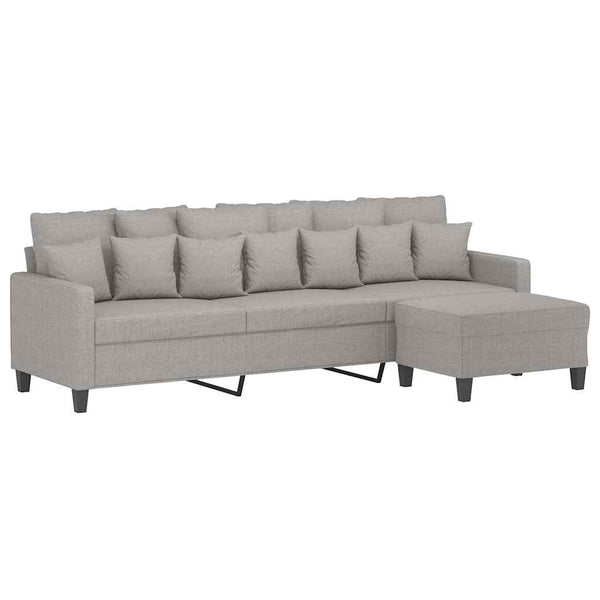 3-Sitzer-Sofa mit Hocker Hellgrau 210 cm Stoff