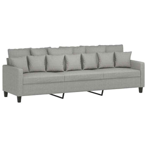 3-Sitzer-Sofa mit Hocker Hellgrau 210 cm Stoff
