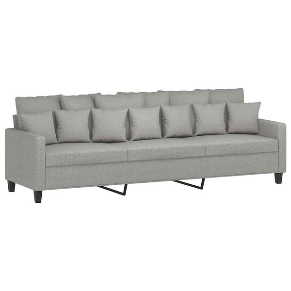 3-Sitzer-Sofa mit Hocker Hellgrau 210 cm Stoff