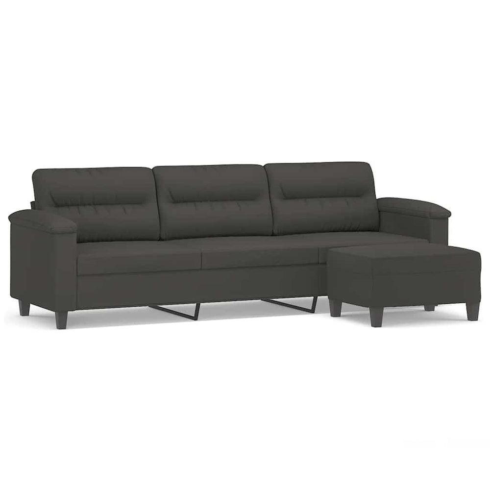 3-Sitzer-Sofa mit Hocker Dunkelgrau 210 cm Mikrofasergewebe