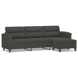 3-Sitzer-Sofa mit Hocker Dunkelgrau 210 cm Mikrofasergewebe