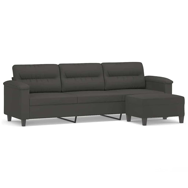 3-Sitzer-Sofa mit Hocker Dunkelgrau 210 cm Mikrofasergewebe