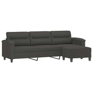 3-Sitzer-Sofa mit Hocker Dunkelgrau 210 cm Mikrofasergewebe