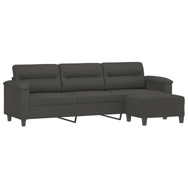 3-Sitzer-Sofa mit Hocker Dunkelgrau 210 cm Mikrofasergewebe