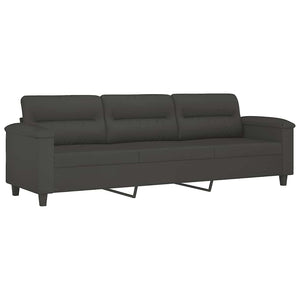 3-Sitzer-Sofa mit Hocker Dunkelgrau 210 cm Mikrofasergewebe