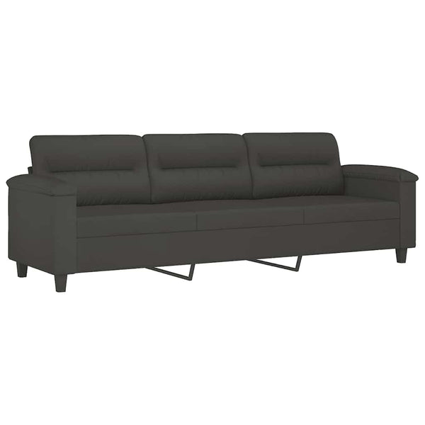 3-Sitzer-Sofa mit Hocker Dunkelgrau 210 cm Mikrofasergewebe