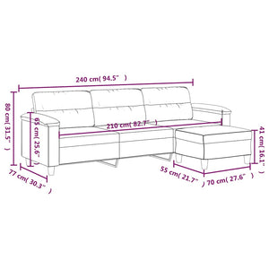 3-Sitzer-Sofa mit Hocker Dunkelgrau 210 cm Mikrofasergewebe