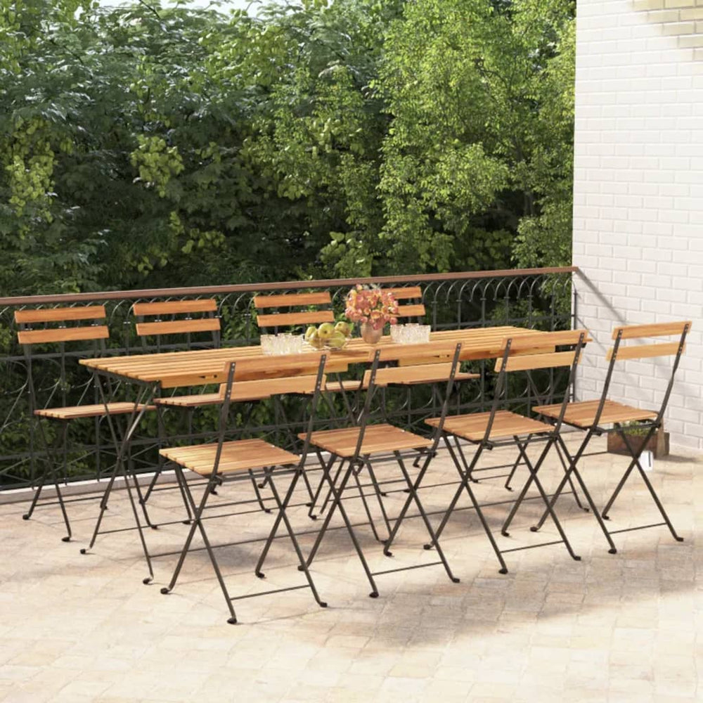 Bistrostühle 8 Stk. Klappbar Massivholz Teak und Stahl