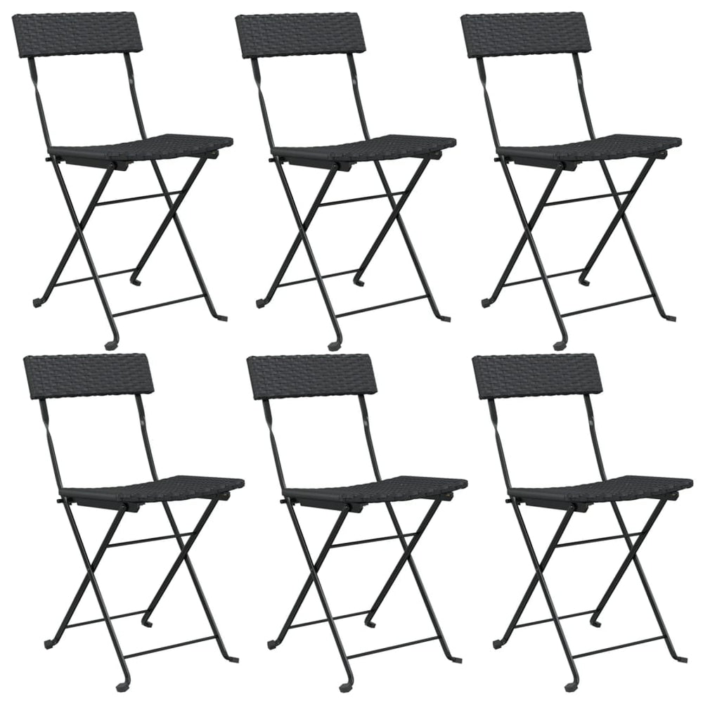 Bistrostühle 6 Stk. Klappbar Schwarz Poly Rattan und Stahl