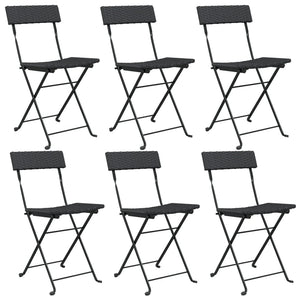 Bistrostühle 6 Stk. Klappbar Schwarz Poly Rattan und Stahl