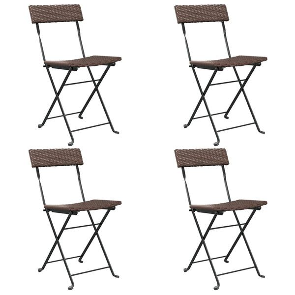 Bistrostühle 4 Stk. Klappbar Braun Poly Rattan und Stahl