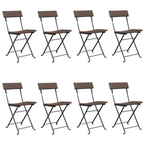 Bistrostühle 8 Stk. Klappbar Braun Poly Rattan und Stahl