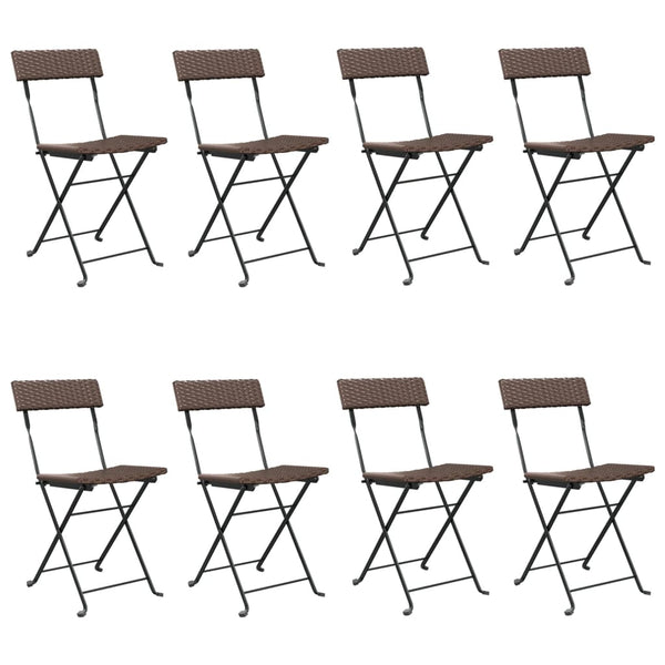 Bistrostühle 8 Stk. Klappbar Braun Poly Rattan und Stahl