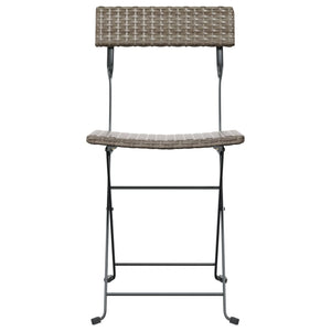 Bistrostühle 8 Stk. Klappbar Grau Poly Rattan und Stahl