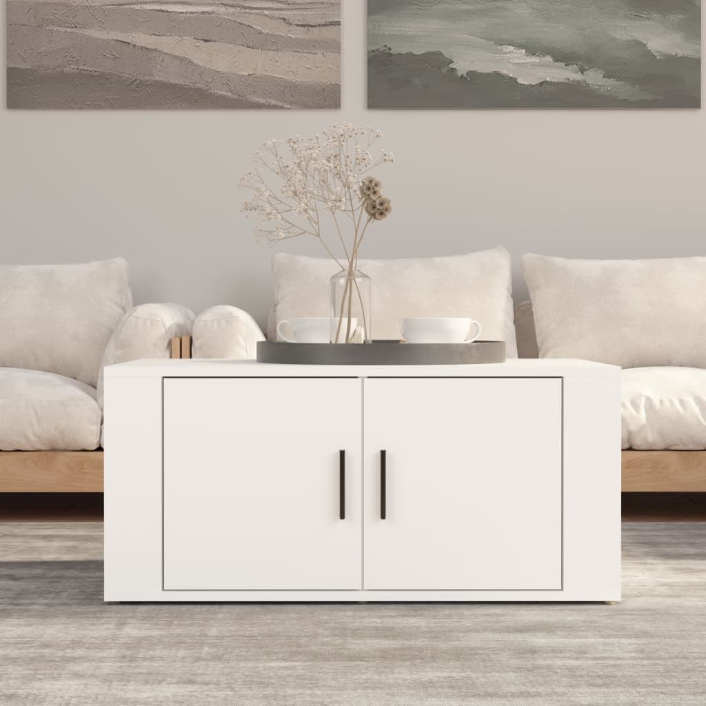 Weißer Couchtisch 80x50 cm Holzwerkstoff