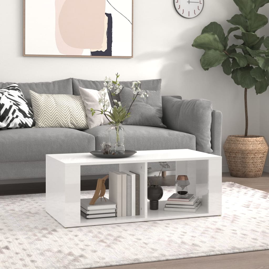 Couchtisch Hochglanz Weiß 100x50 cm