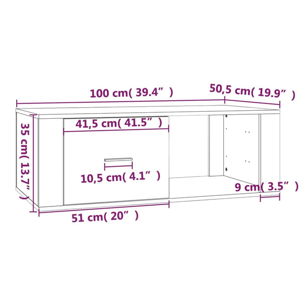 Schwarzer Couchtisch 100x50,5 cm