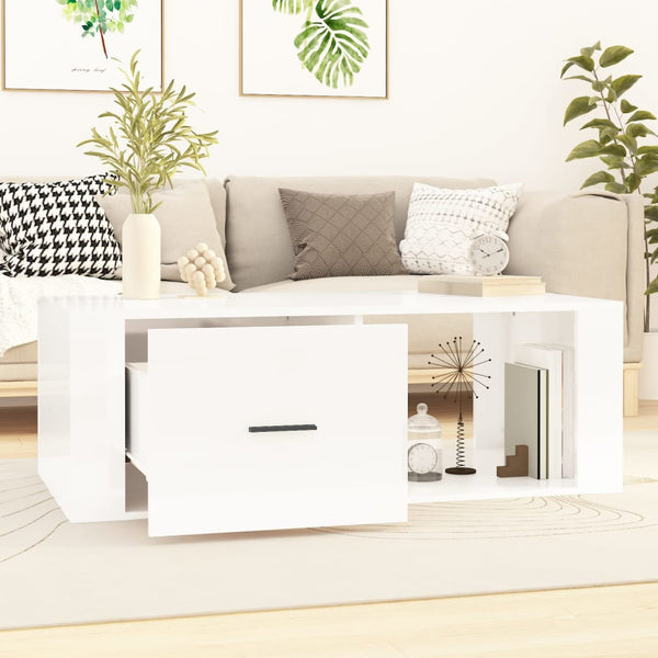 Couchtisch Hochglanz Weiß 100x50,5 cm