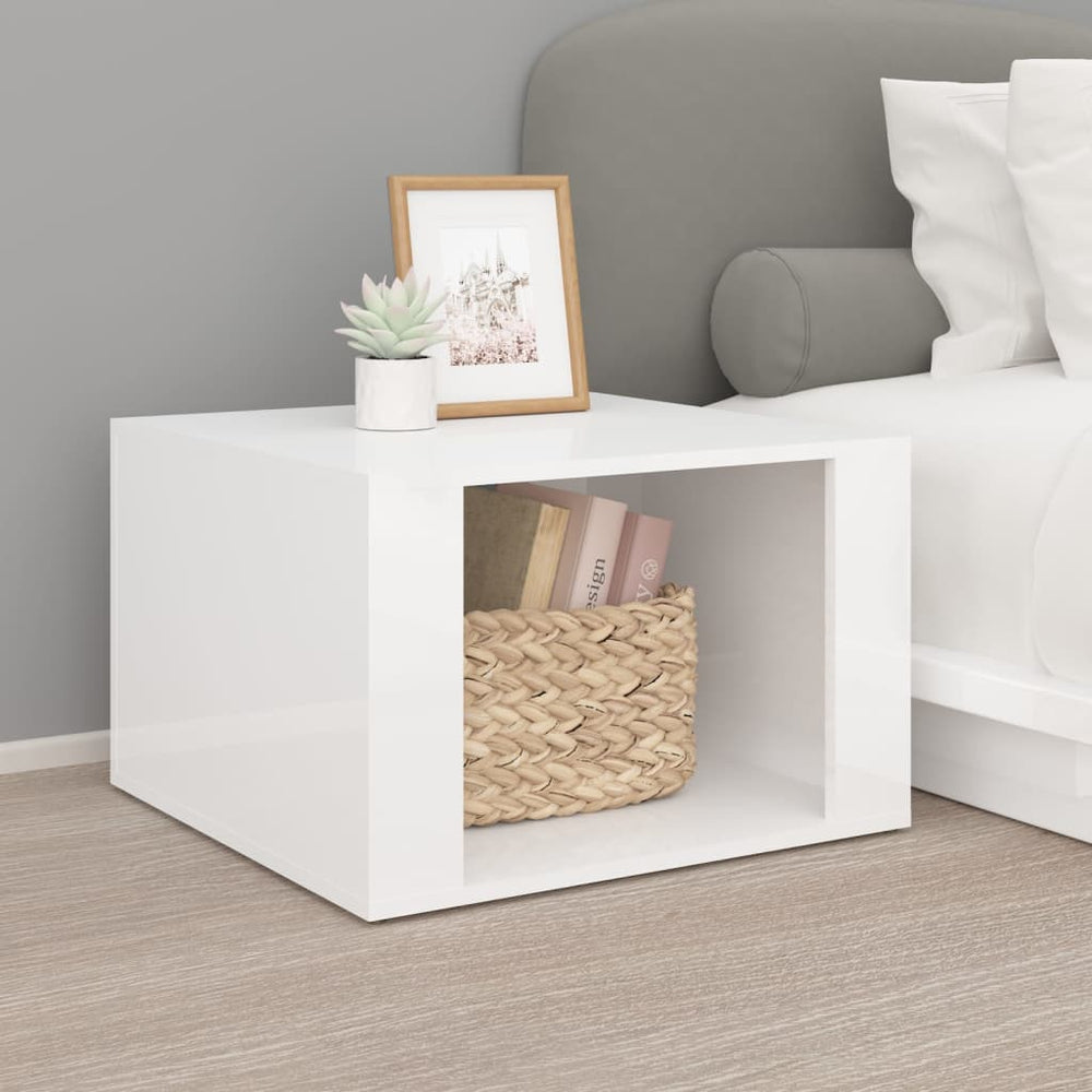 vidaXL Nightstand High Gloss White 57x55x36 cm Engineered Wood