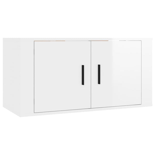 TV-Wandschrank, Hochglanz Weiß, 80 cm
