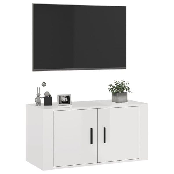 TV-Wandschrank, Hochglanz Weiß, 80 cm